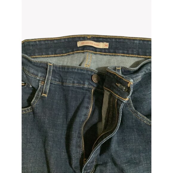 Levis 721 High Rise Skinny Jeans Size 34 Dark Wash Stretch Denim Womens - Picture 3 of 8